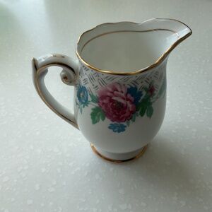 Vintage Roslyn China Fine Bone Rustic Gem  England 1930 Floral Creamer 3.75"High